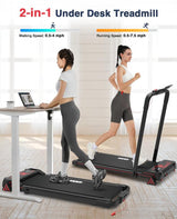 REDLIRO Walking Pad Treadmill with Incline - 2 in 1 Foldable under Desk for Home Office with Handle Bar，Remote Control LED Display
