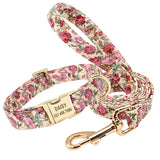 Personalized Dog Collar & Leash Set with Engraved Nameplate