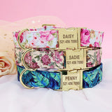 Personalized Dog Collar & Leash Set with Engraved Nameplate