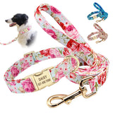 Personalized Dog Collar & Leash Set with Engraved Nameplate
