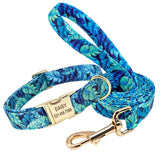 Personalized Dog Collar & Leash Set with Engraved Nameplate