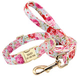 Personalized Dog Collar & Leash Set with Engraved Nameplate