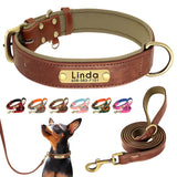Soft Leather Padded Collar For Large Dogs