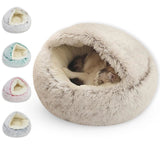 Warm Soft Plush Pet Bed with Cover Round & Mattress For Cats