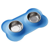 Anti-slip Double Dog Bowl With Silicone Mat
