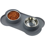 Anti-slip Double Dog Bowl With Silicone Mat