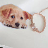 Zircon Bow Tie Rose Gold Lobster Button Cat & Dog Collar