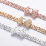 Zircon Bow Tie Rose Gold Lobster Button Cat & Dog Collar