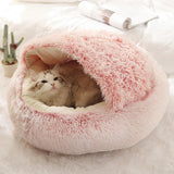 Warm Soft Plush Pet Bed with Cover Round & Mattress For Cats