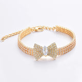 Zircon Bow Tie Rose Gold Lobster Button Cat & Dog Collar
