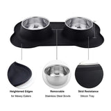 Anti-slip Double Dog Bowl With Silicone Mat