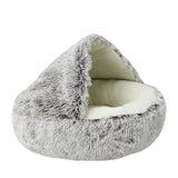 Warm Soft Plush Pet Bed with Cover Round & Mattress For Cats