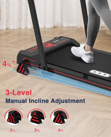 REDLIRO Walking Pad Treadmill with Incline - 2 in 1 Foldable under Desk for Home Office with Handle Bar，Remote Control LED Display